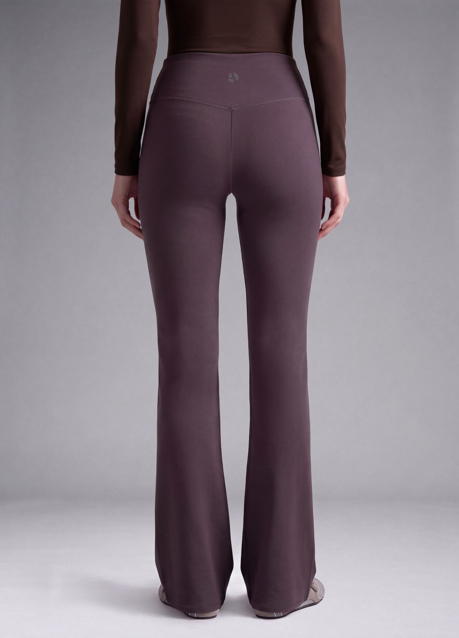 Purple Flared Leggings in Stretch Fabric