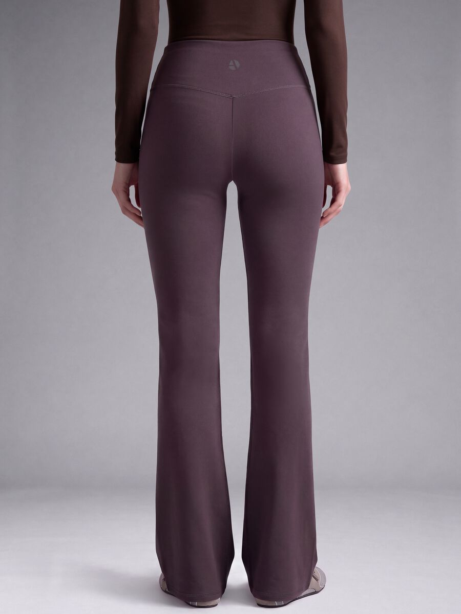 Purple Flared Leggings in Stretch Fabric_3