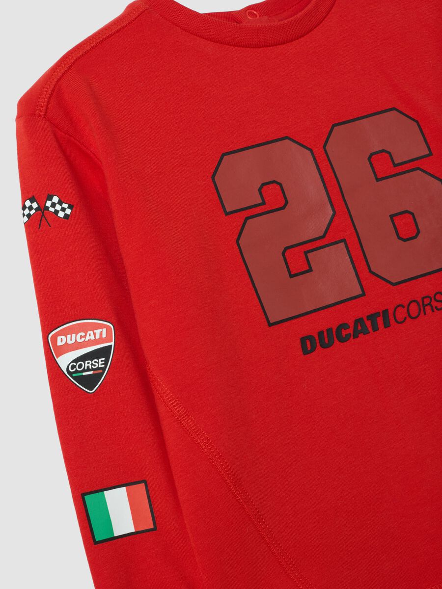Camiseta roja de punto jersey de algod&oacute;n el&aacute;stico con estampado Ducati_2