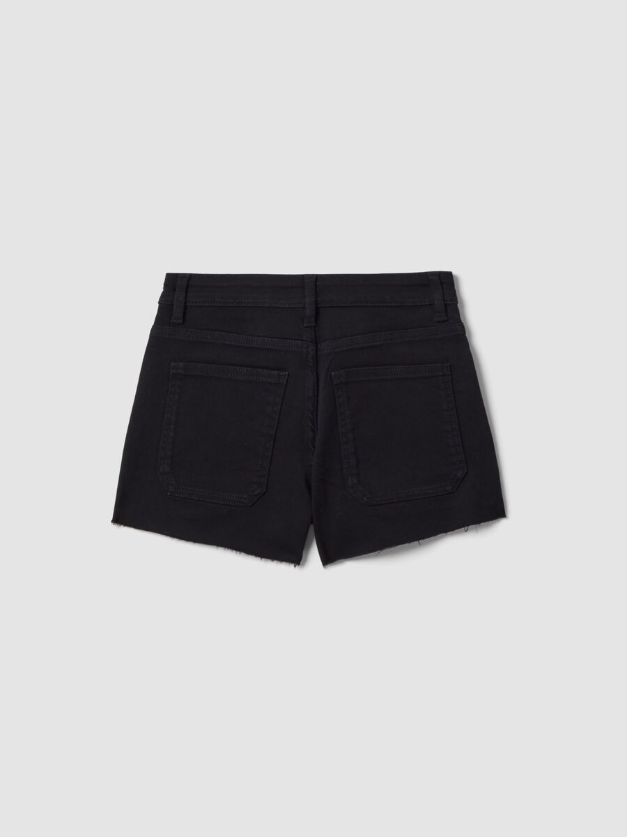 Girls&rsquo; black stretch cotton denim shorts, slim fit_4