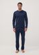 Blue pure organic cotton pyjamas with Henley neckline, regular fit_0
