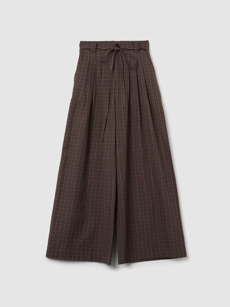 Wide Check Brown Trousers_4