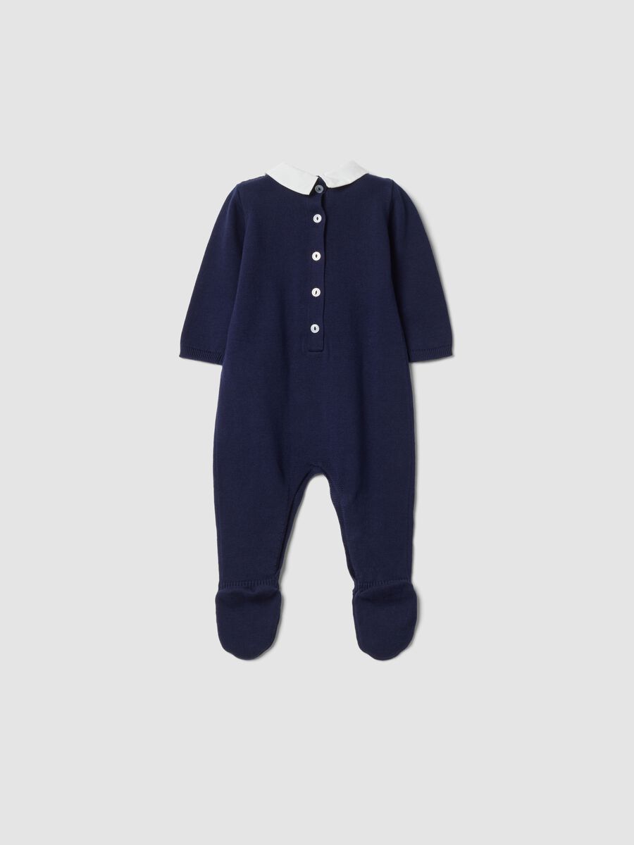 Tutina blu notte in puro cotone organico con colletto_1