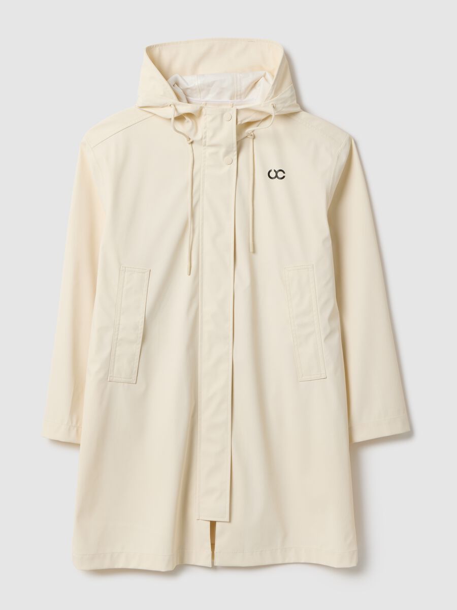 Beige Waterproof Jacket with Hood Regular Fit_0