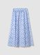 Blue organic cotton skirt with broderie anglaise embroidery_0