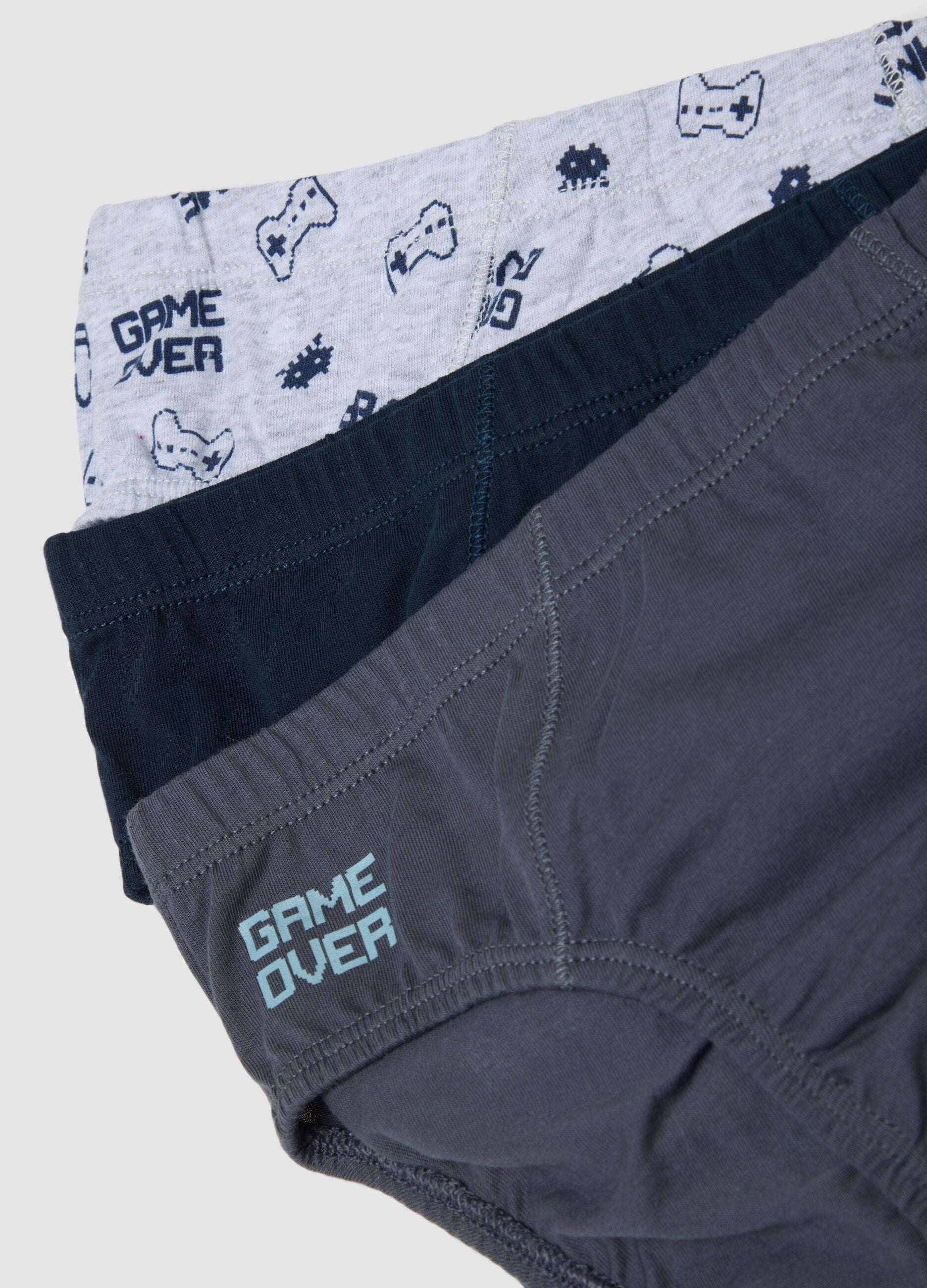 Five-pack of multicolour pure organic cotton video game-themed briefs