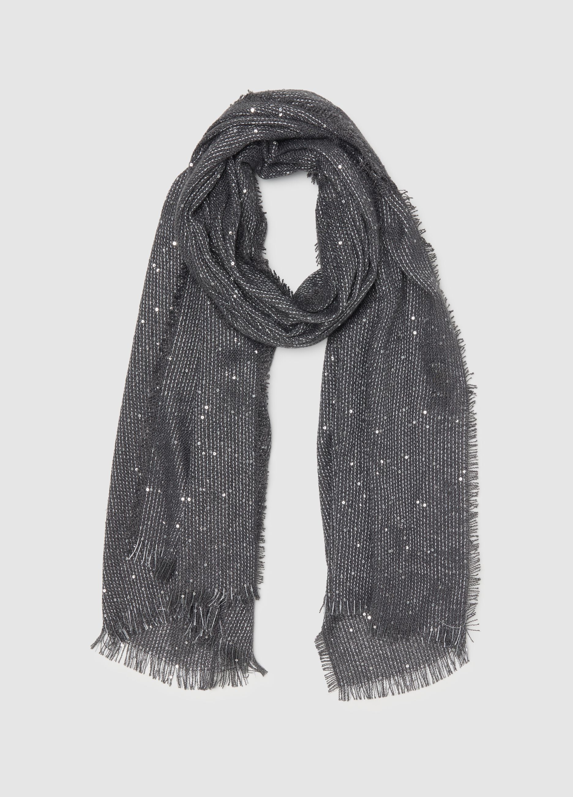 Grey Scarf with Metallic Details