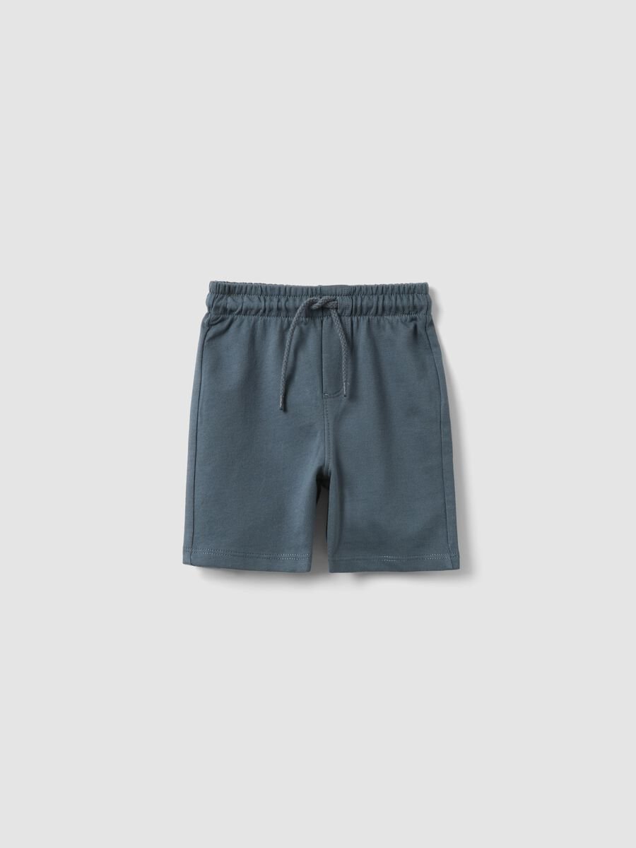 Blue pure cotton regular fit shorts for boys_0