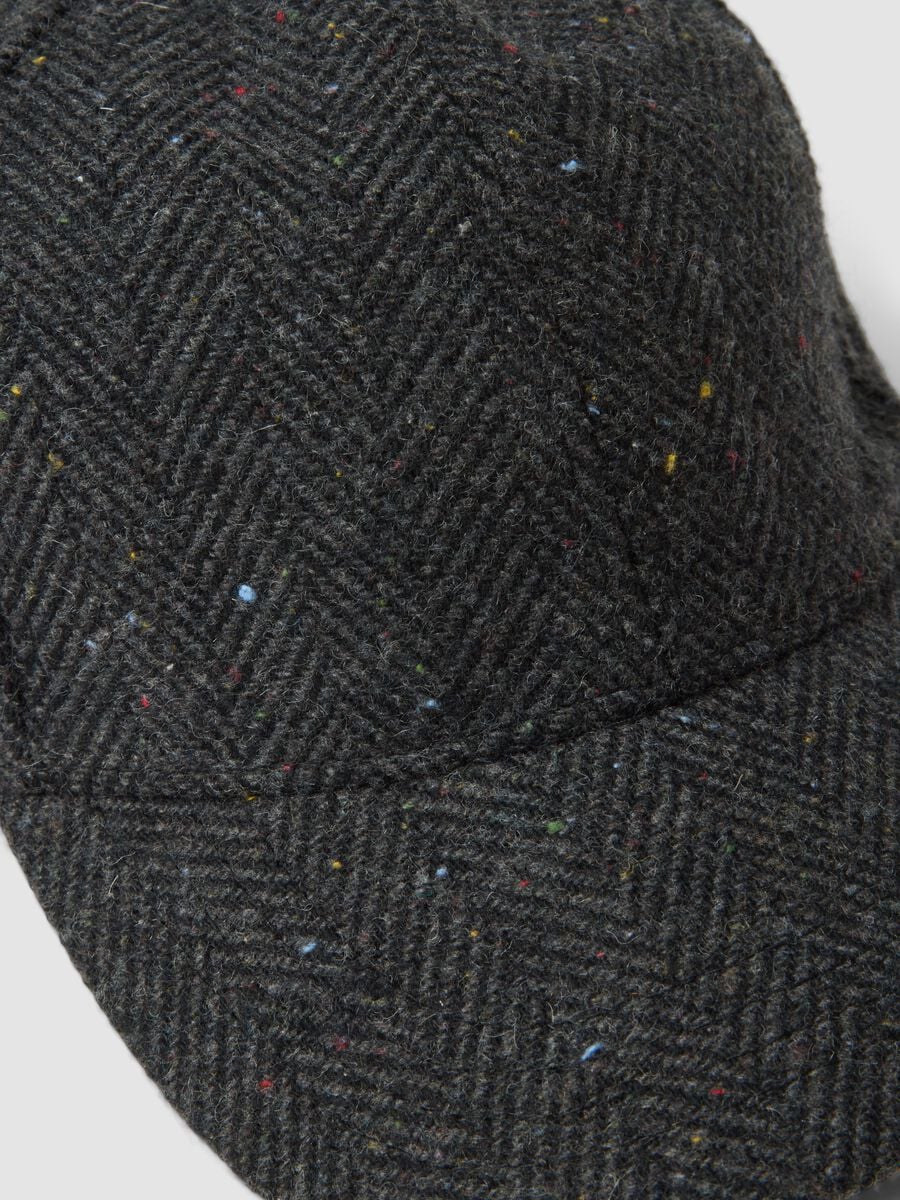 Grey wool and viscose blend baseball cap_1