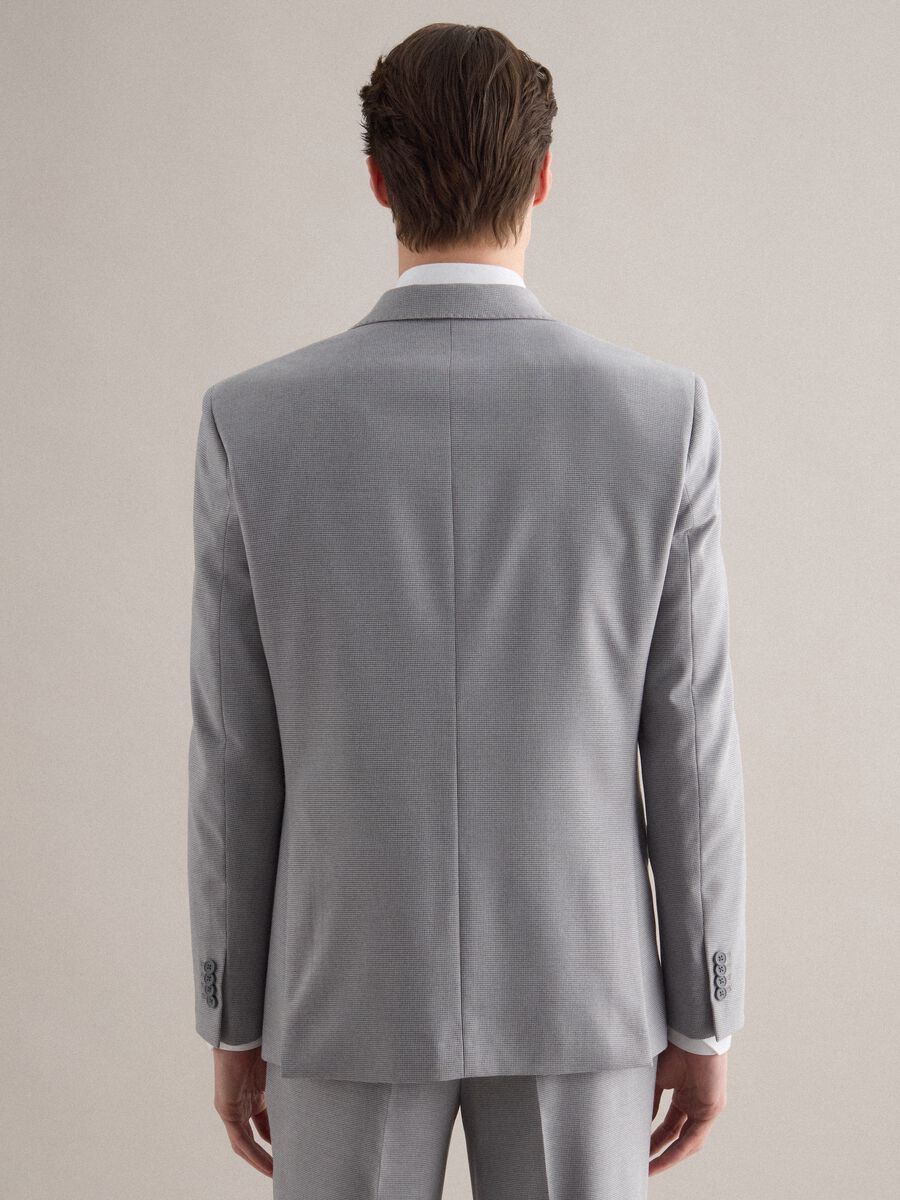 Grey single-breasted blazer with regular fit micro-checks_3