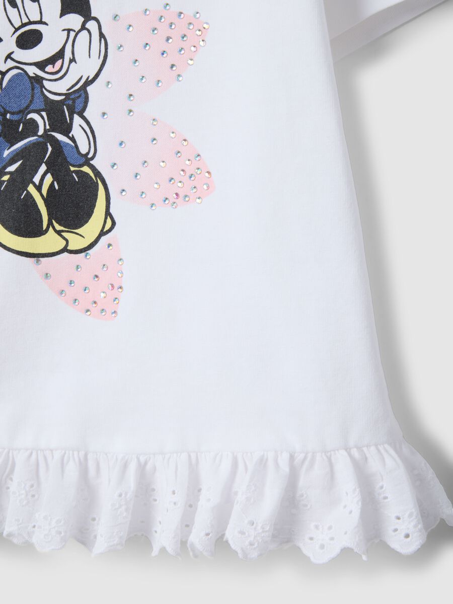 Girl's white stretchy cotton T-shirt featuring Minnie_3