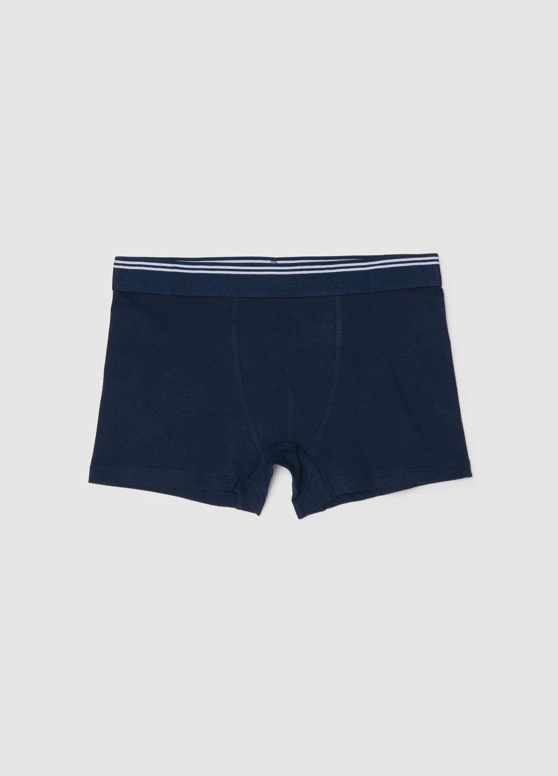 Regular fit boys' blue boxer shorts in stretch cotton