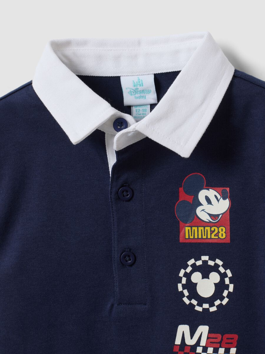 Blue polo shirt in pure organic cotton with Mickey & Friends prints for boys_2