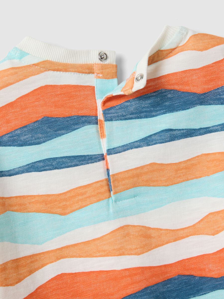 Multicolour striped pure cotton regular fit T-shirt for kids_2