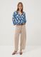 Beige wide-leg trousers in stretch cotton_0
