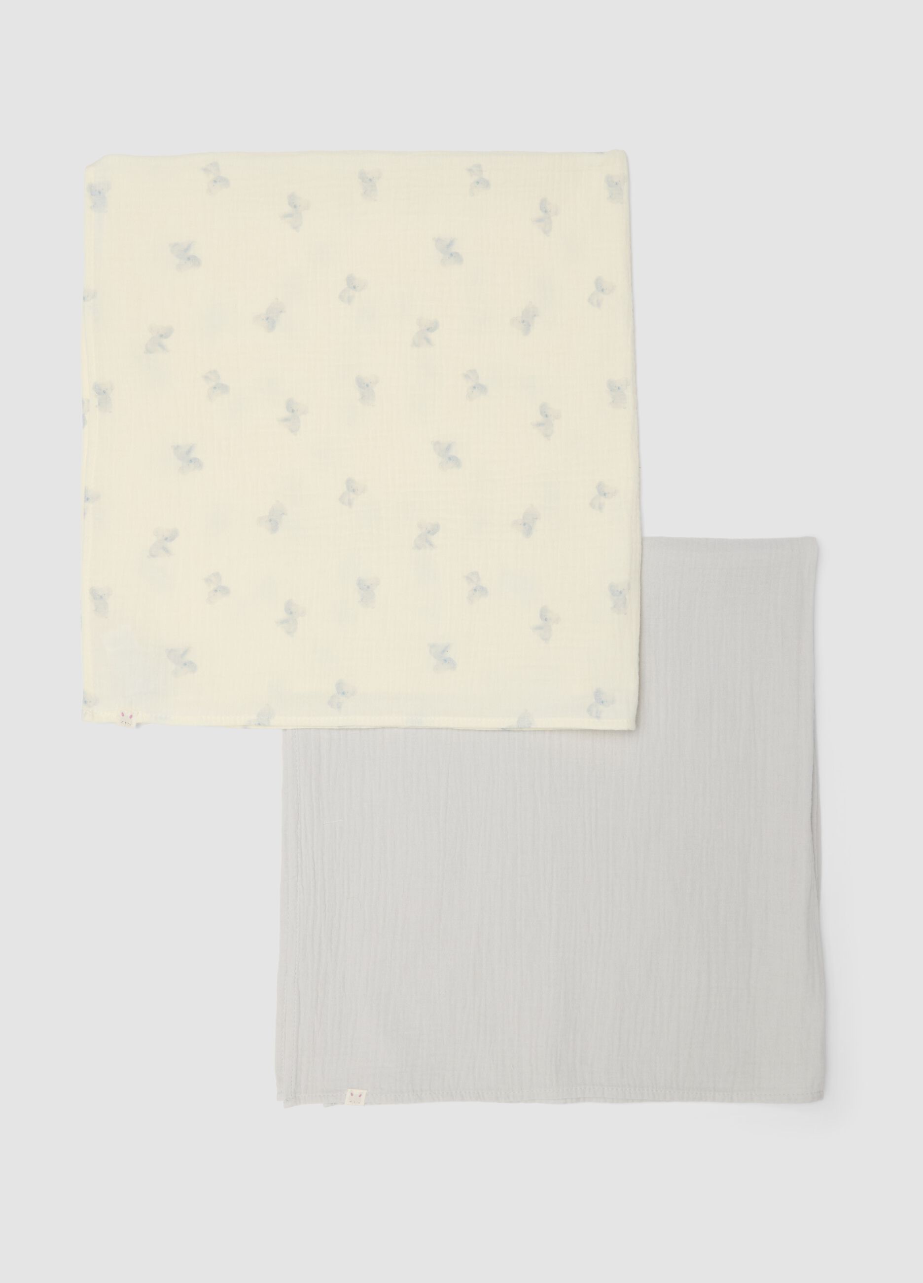 Conjunto de 2 mantas multicolor em algod&atilde;o puro para beb&eacute;