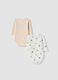 Bipack body bianco e beige in puro cotone organico girocollo_1