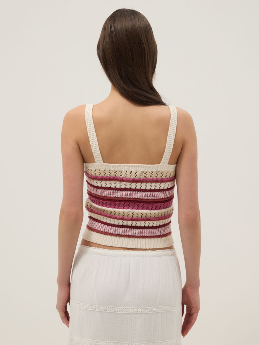 Figurbetontes, mehrfarbig gestreiftes Baumwoll-Top mit schmalen Tr&auml;gern_3