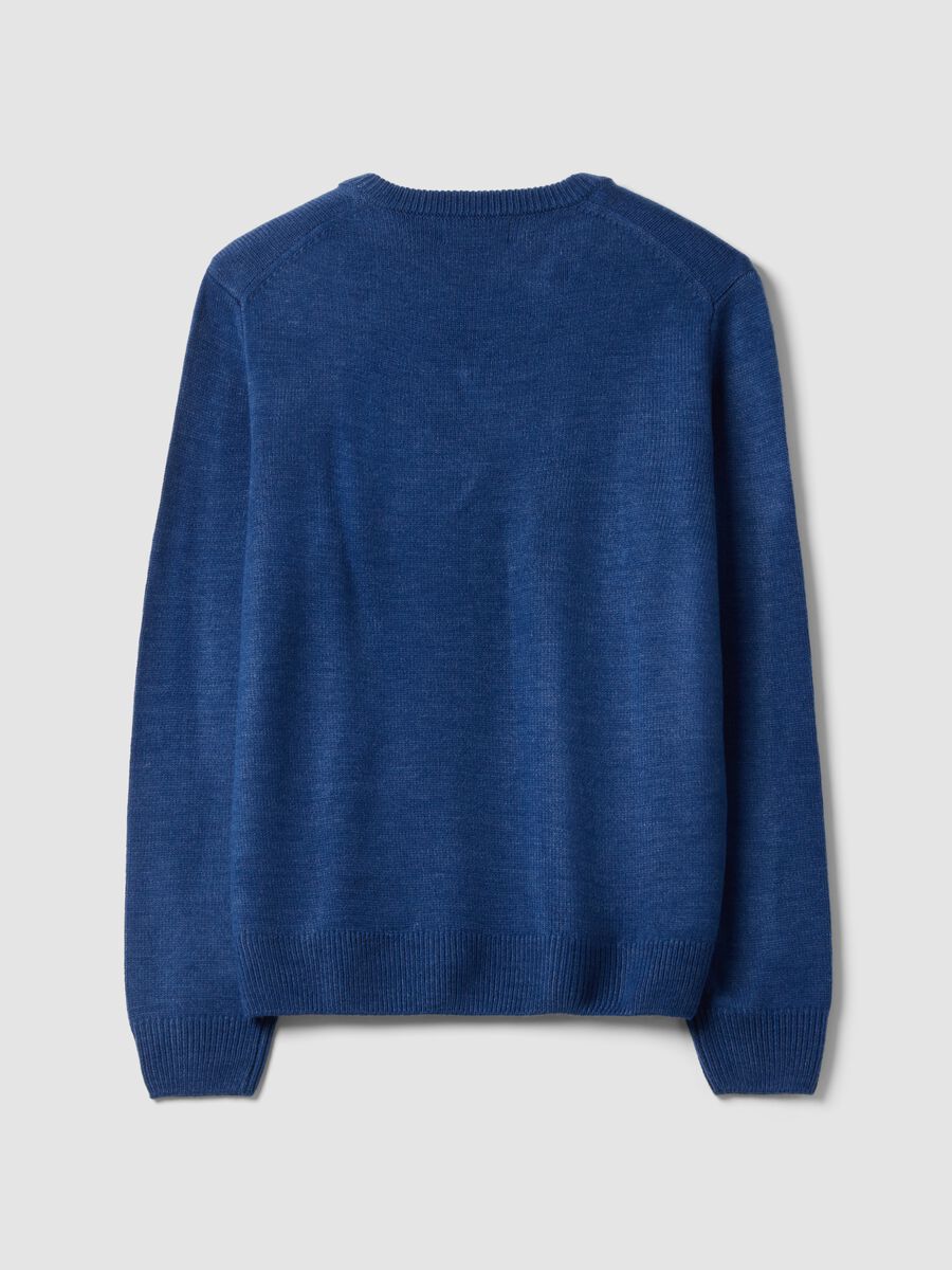 Blue V-neck jumper in regular fit_2