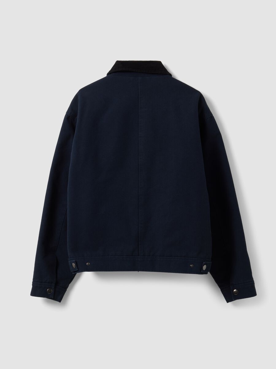 Blaue, wattierte Cropped-Jacke aus reiner Baumwolle, Oversized-Fit_2