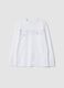 White pure cotton oversized T-shirt with printed lettering_0