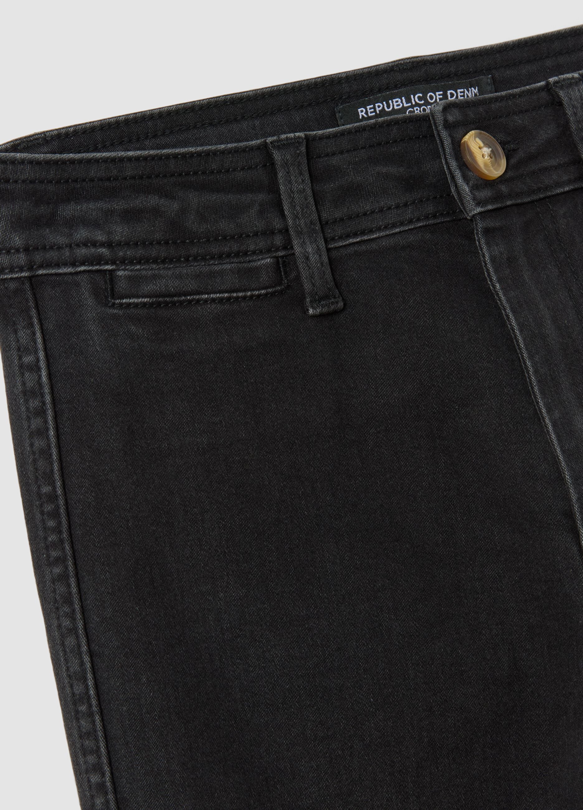 Black wide-leg jeans in stretch cotton
