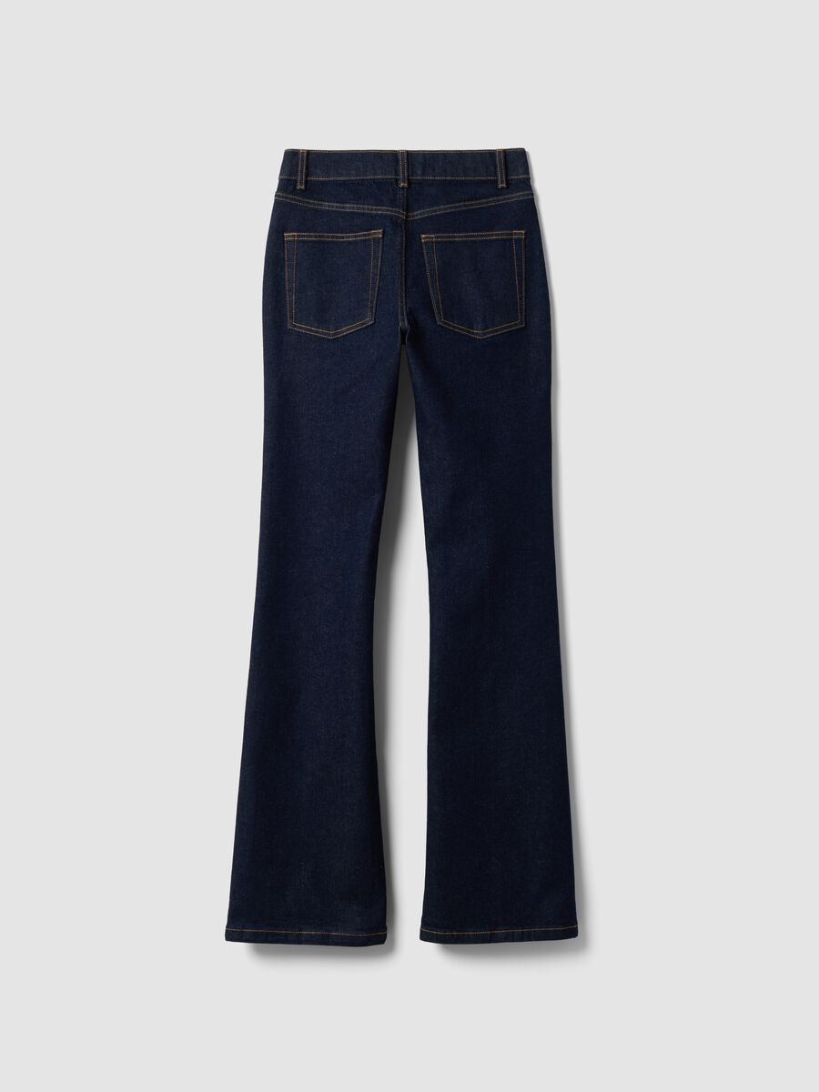 Blue stretch-cotton bootcut jeans_1