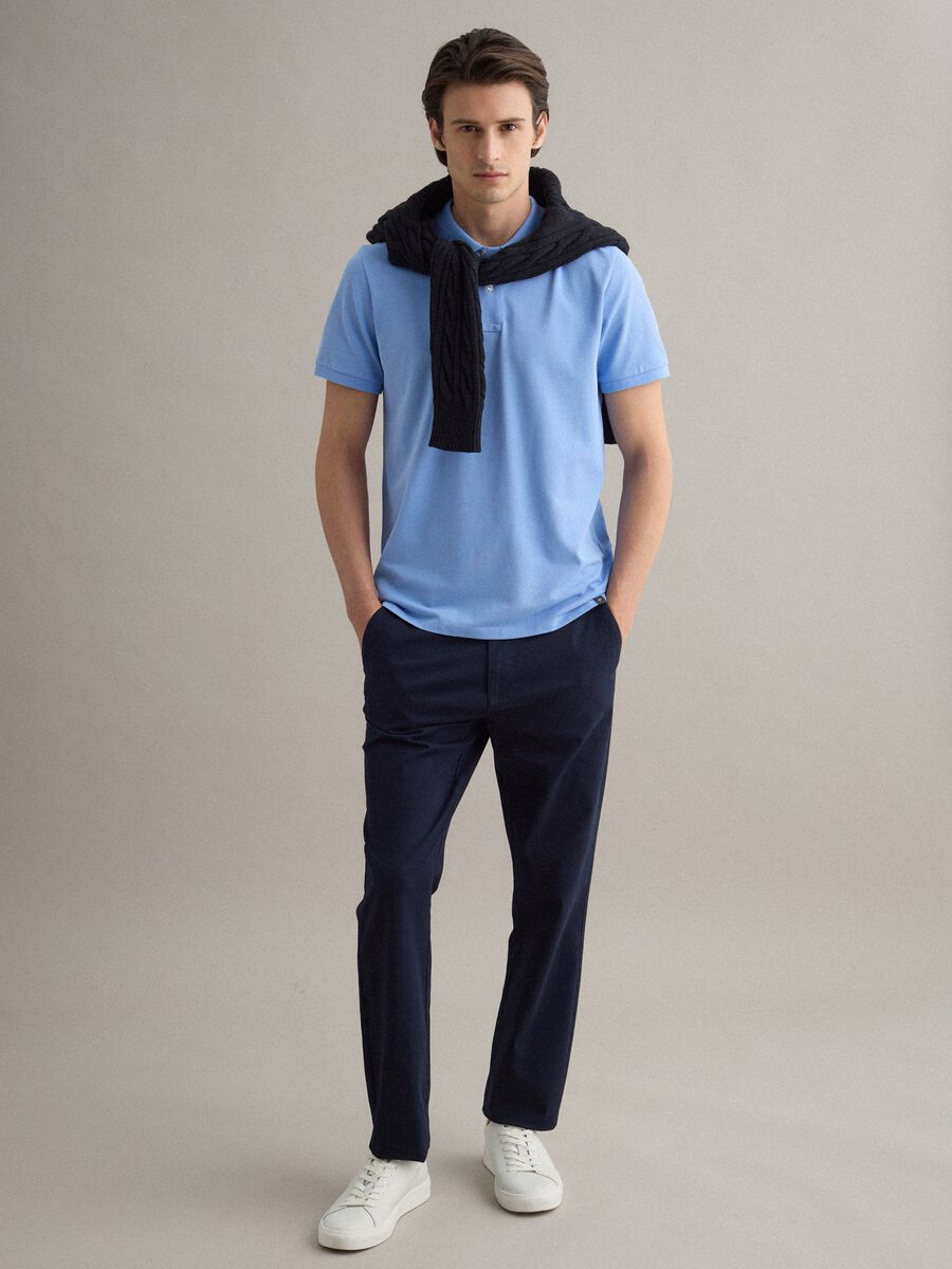 Sky blue pure cotton short sleeve polo, regular fit_2
