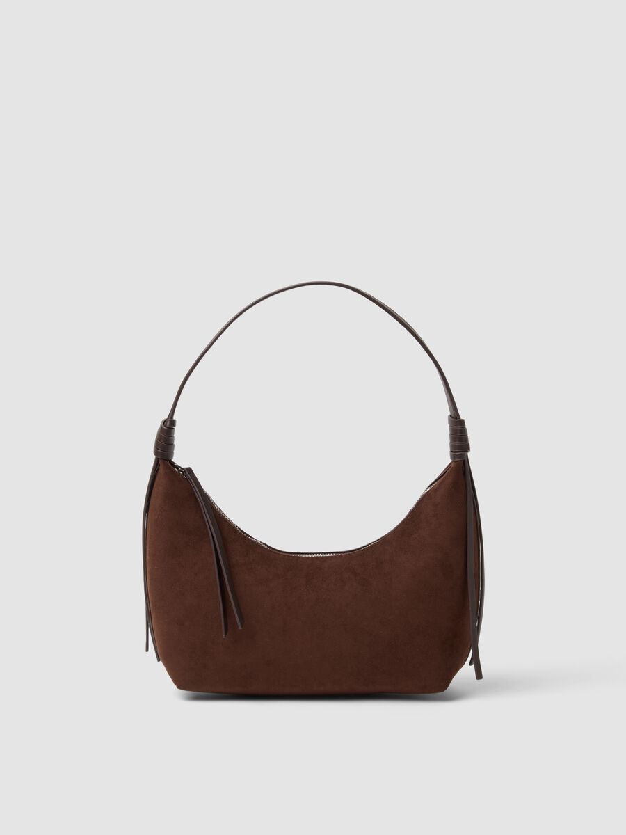 Braune Hobo-Tasche aus Stretchstoff_0