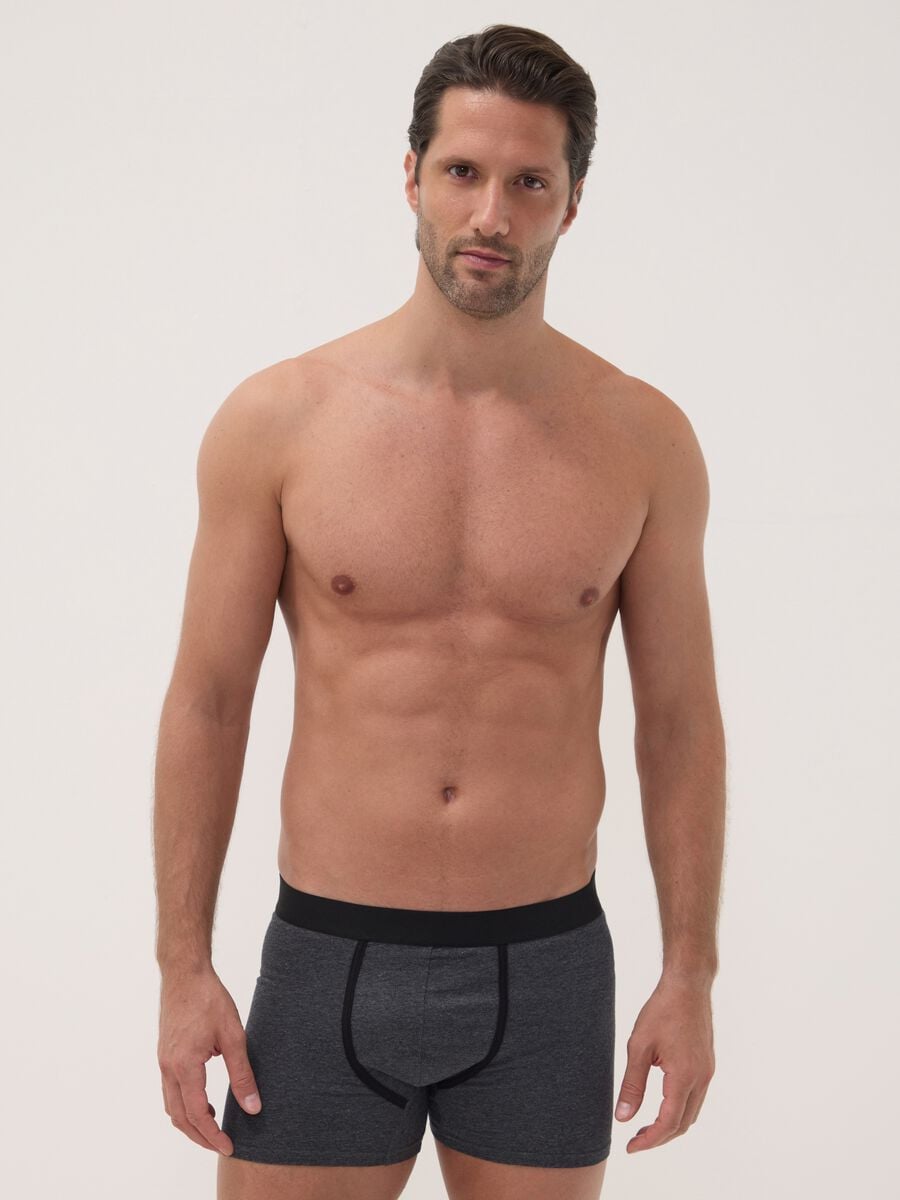 Pack of 3 grey midi boxer briefs in stretch organic cotton_0