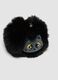 Portachiavi nero con pompon e gattino per bambina_1