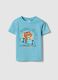 Himmelblaue Jungen-T-Shirt aus reiner Baumwolle mit reitendem Tiger, Regular Fit_0