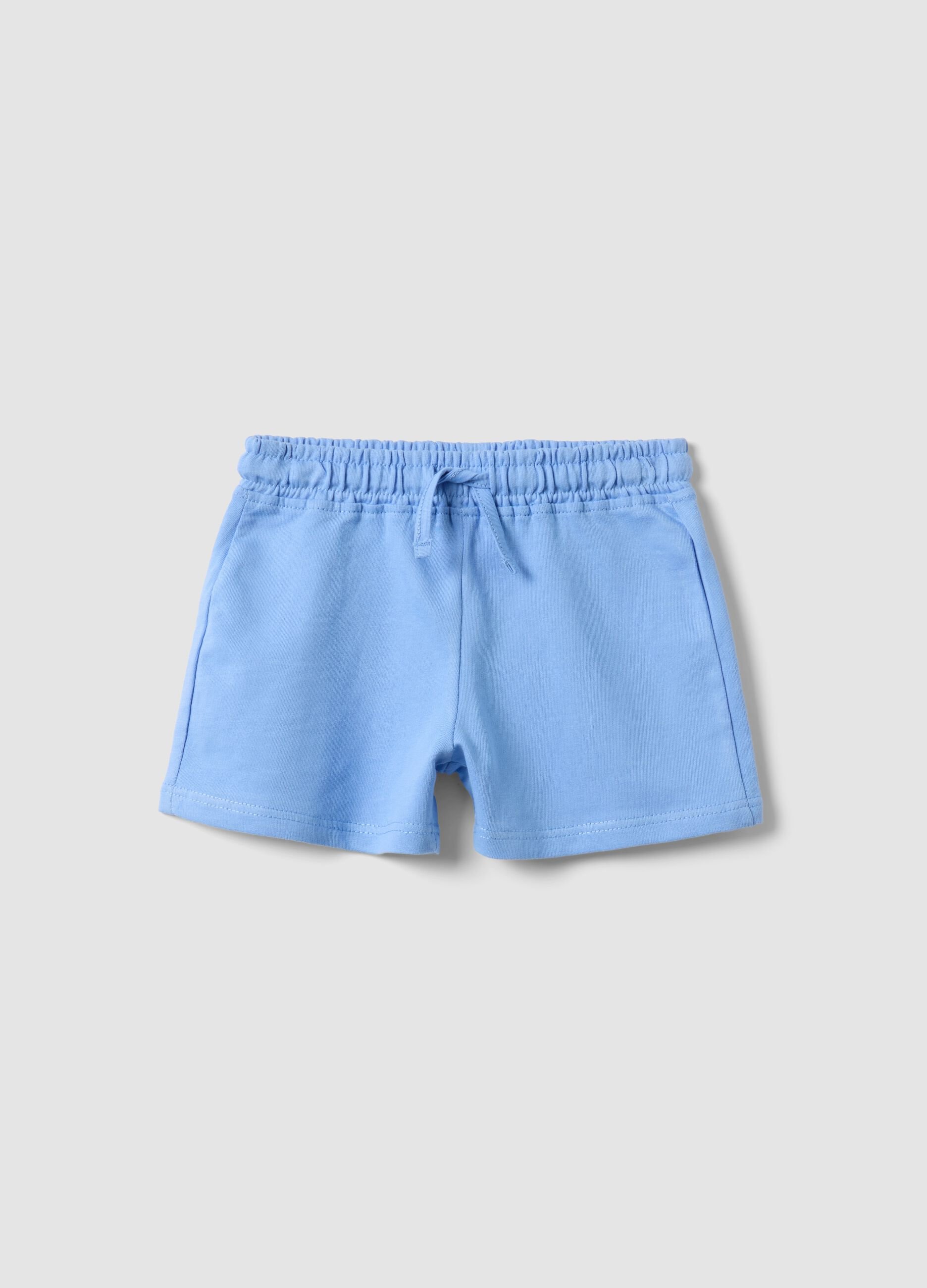 Girls&rsquo; light blue pure cotton shorts, regular fit