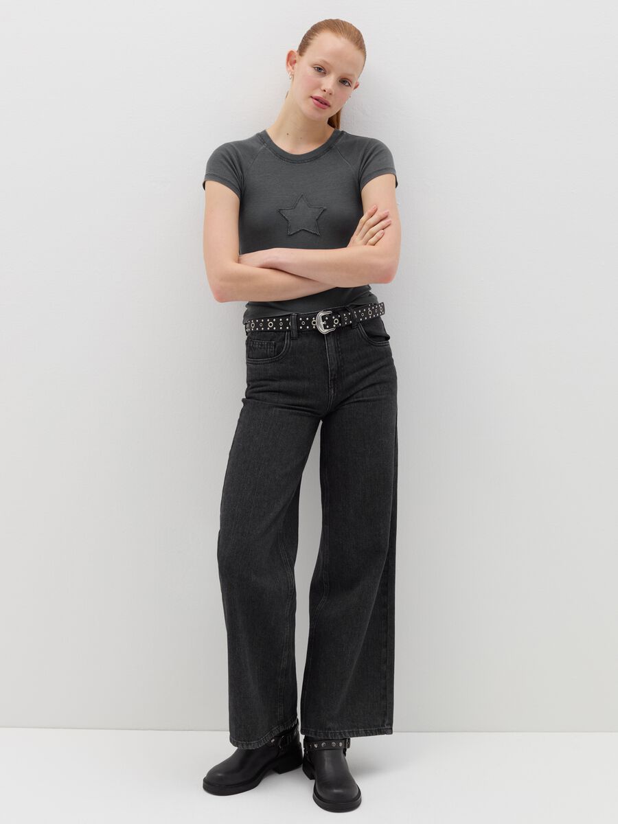 Ribbed crop T-shirt with embroidery_1