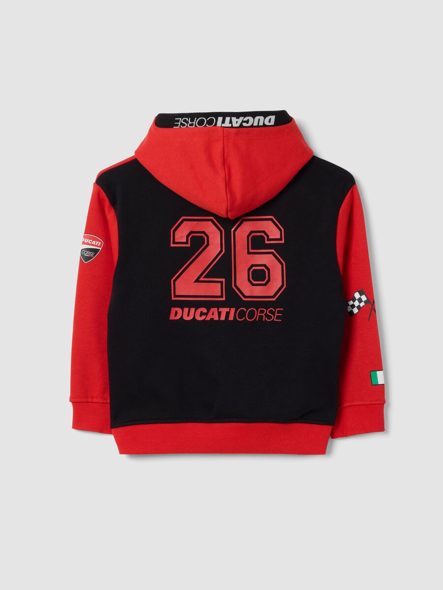 Schwarzer und roter Hoodie aus Baumwollmix-Fleece im Ducati-Style_1