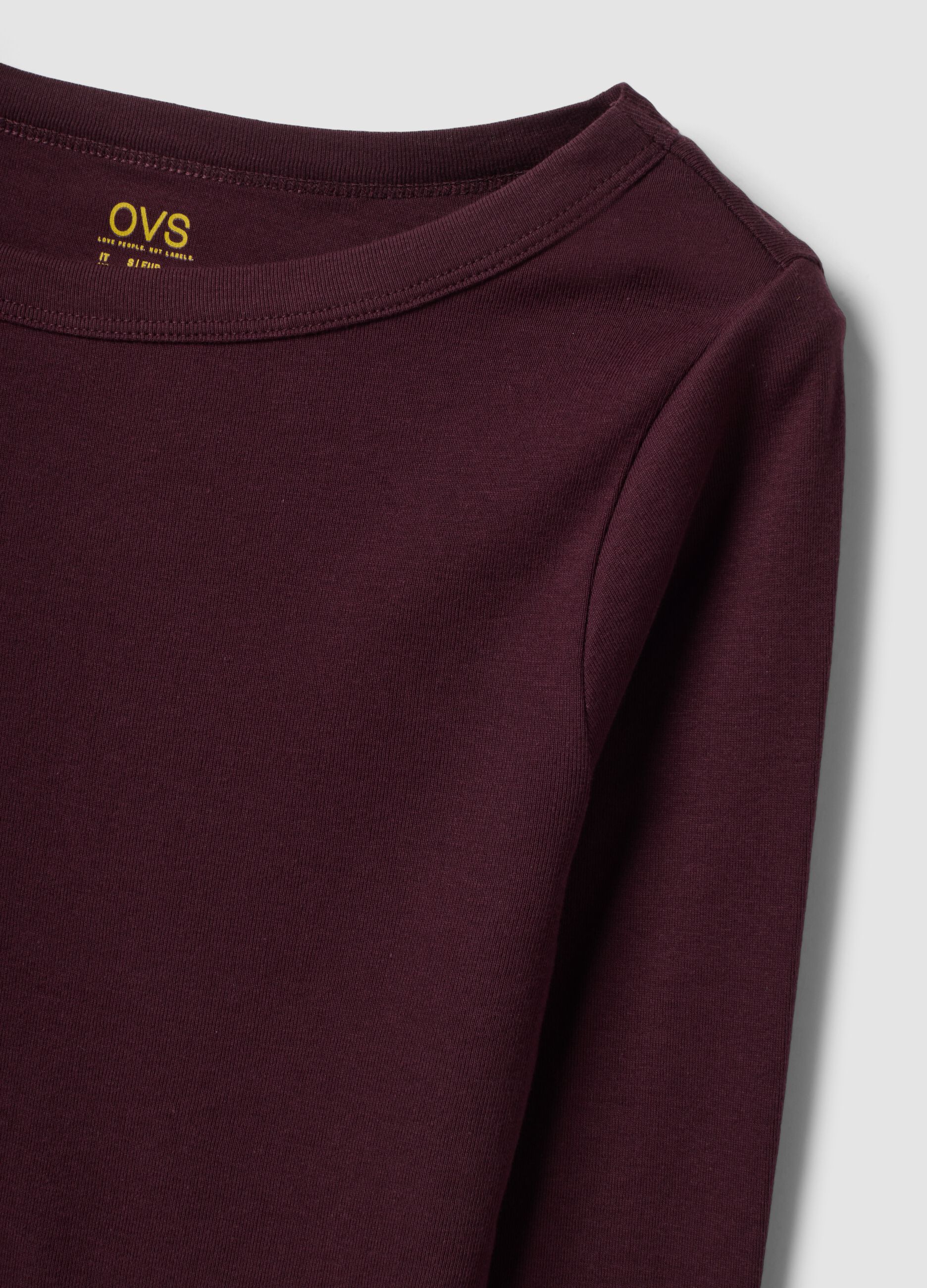T-shirt viola in puro cotone con girocollo regular fit