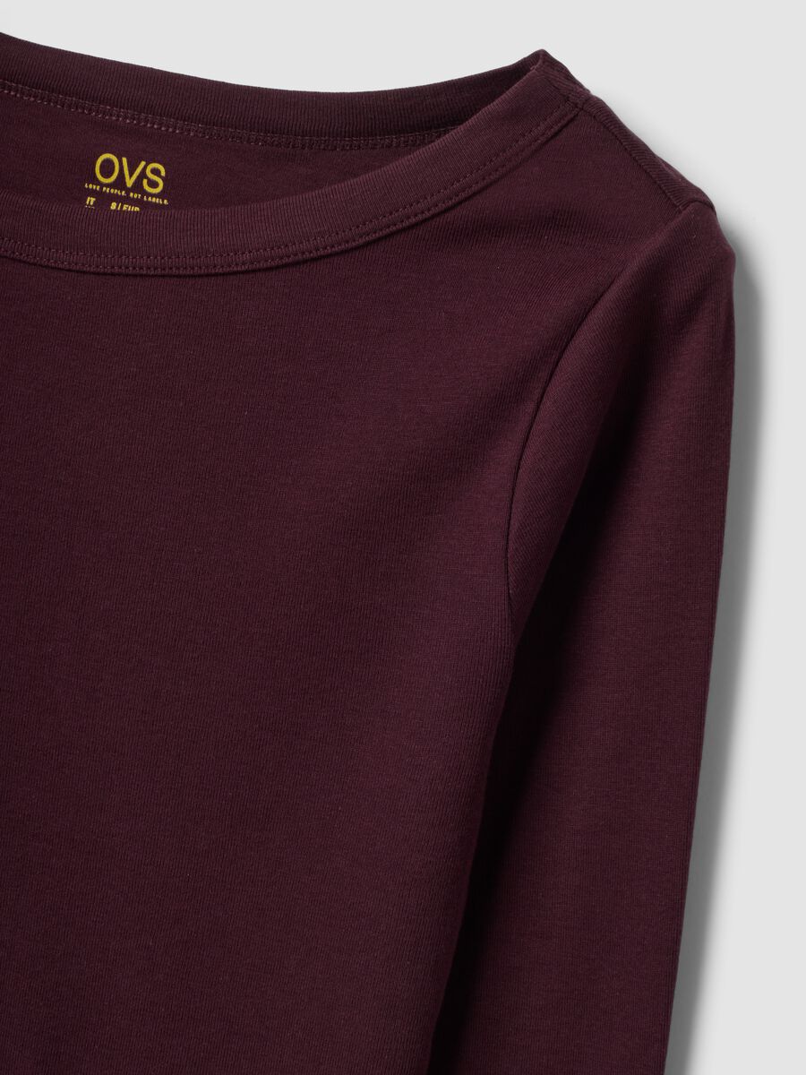 T-shirt viola in puro cotone con girocollo regular fit_5