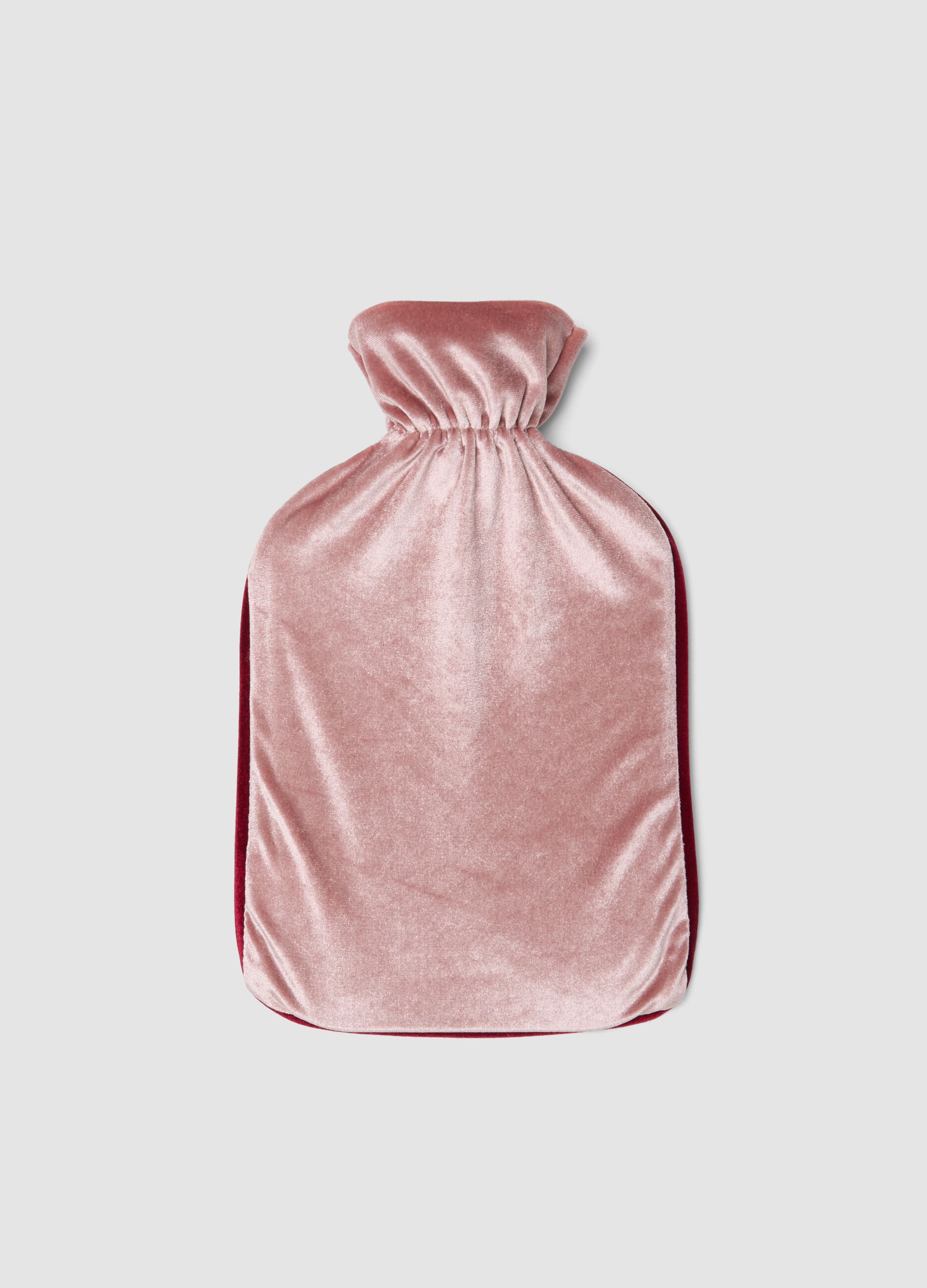 Pink hot water bottle with festive embroidery