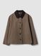 Brown pure cotton jacket with contrasting collar, regular fit_0