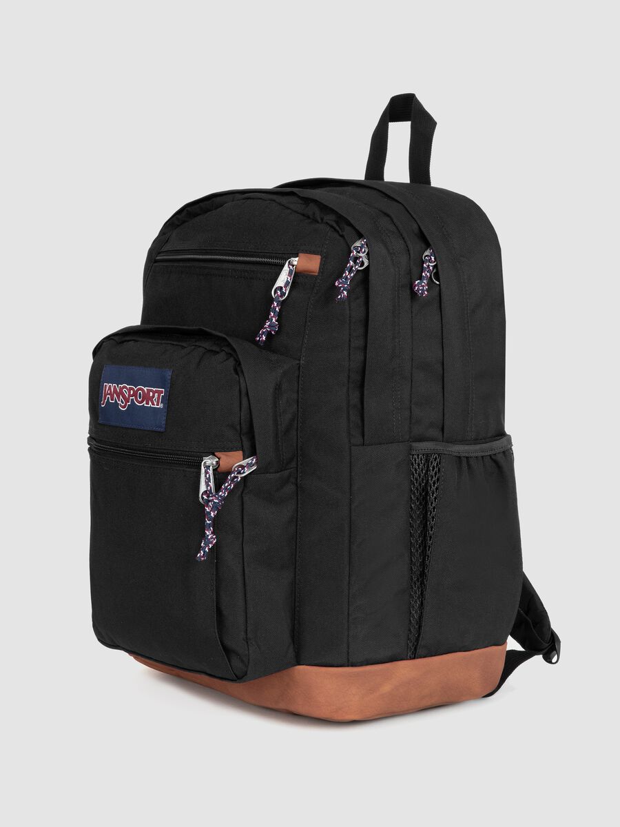 Zaino nero con fondo marrone e tasche esterne_3