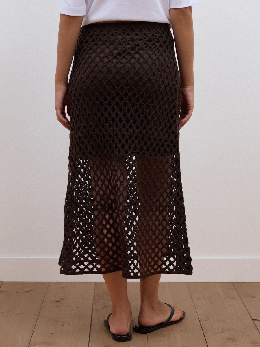 Brown cotton-blend crochet skirt_2