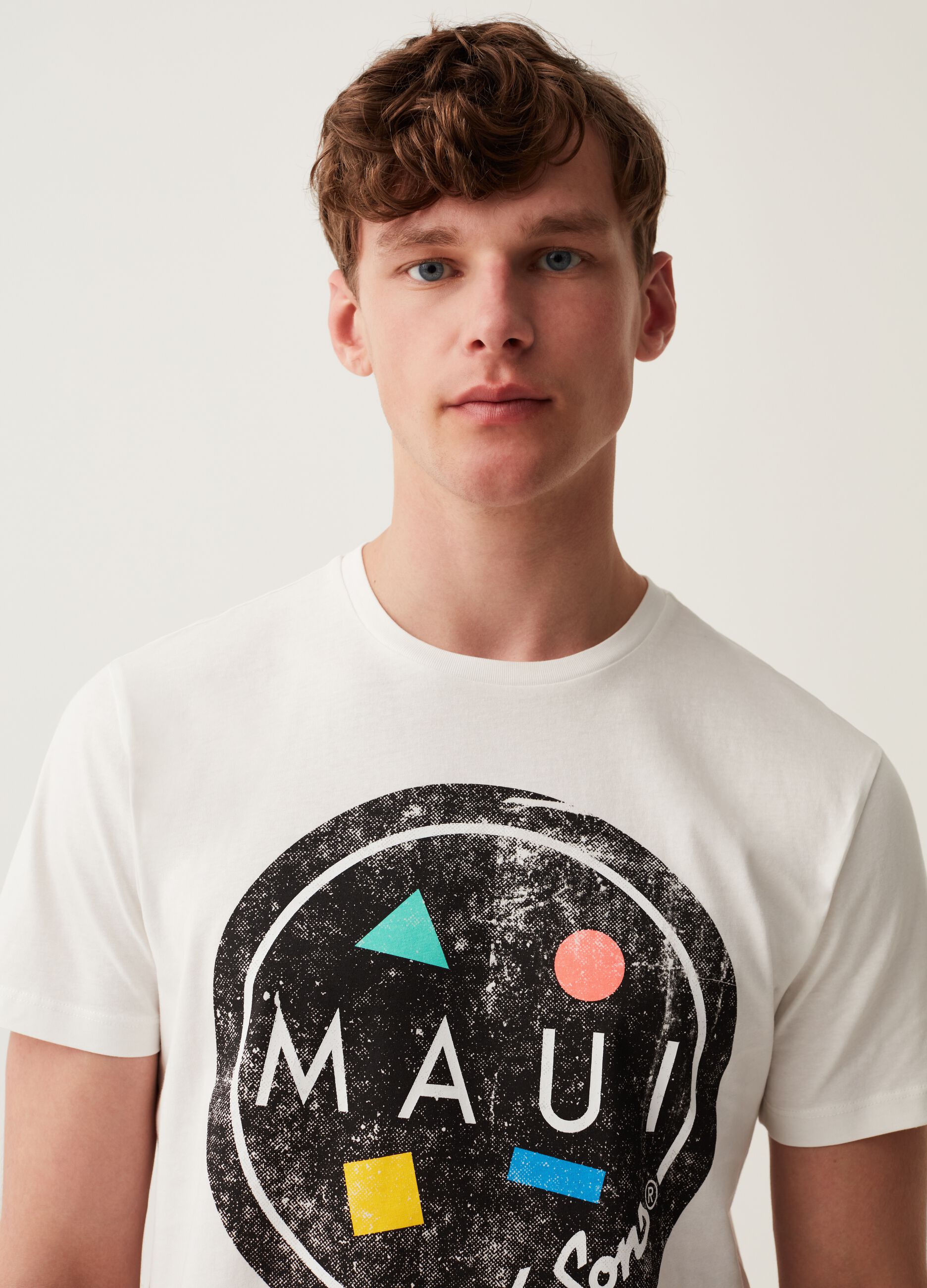 Cotton T-shirt with Maui and Sons print
