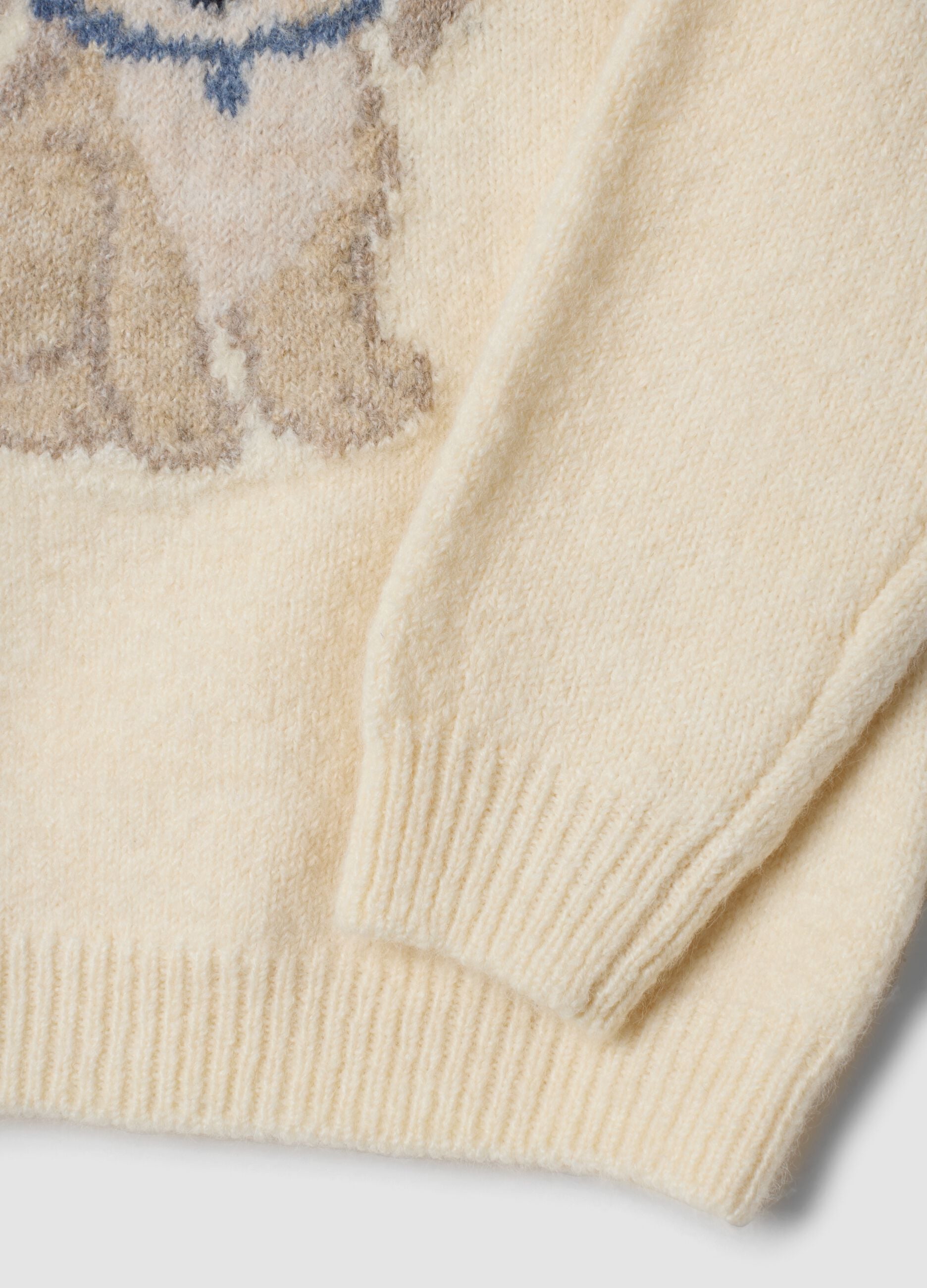 Wei&szlig;es Rundhals-Shirt aus Stretch-Jersey mit Welpen-Print