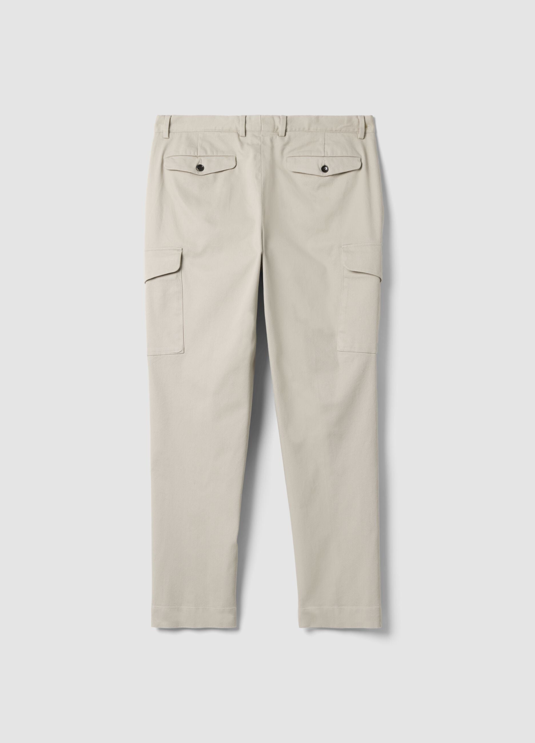 Grey comfort-fit stretch cotton twill cargo trousers