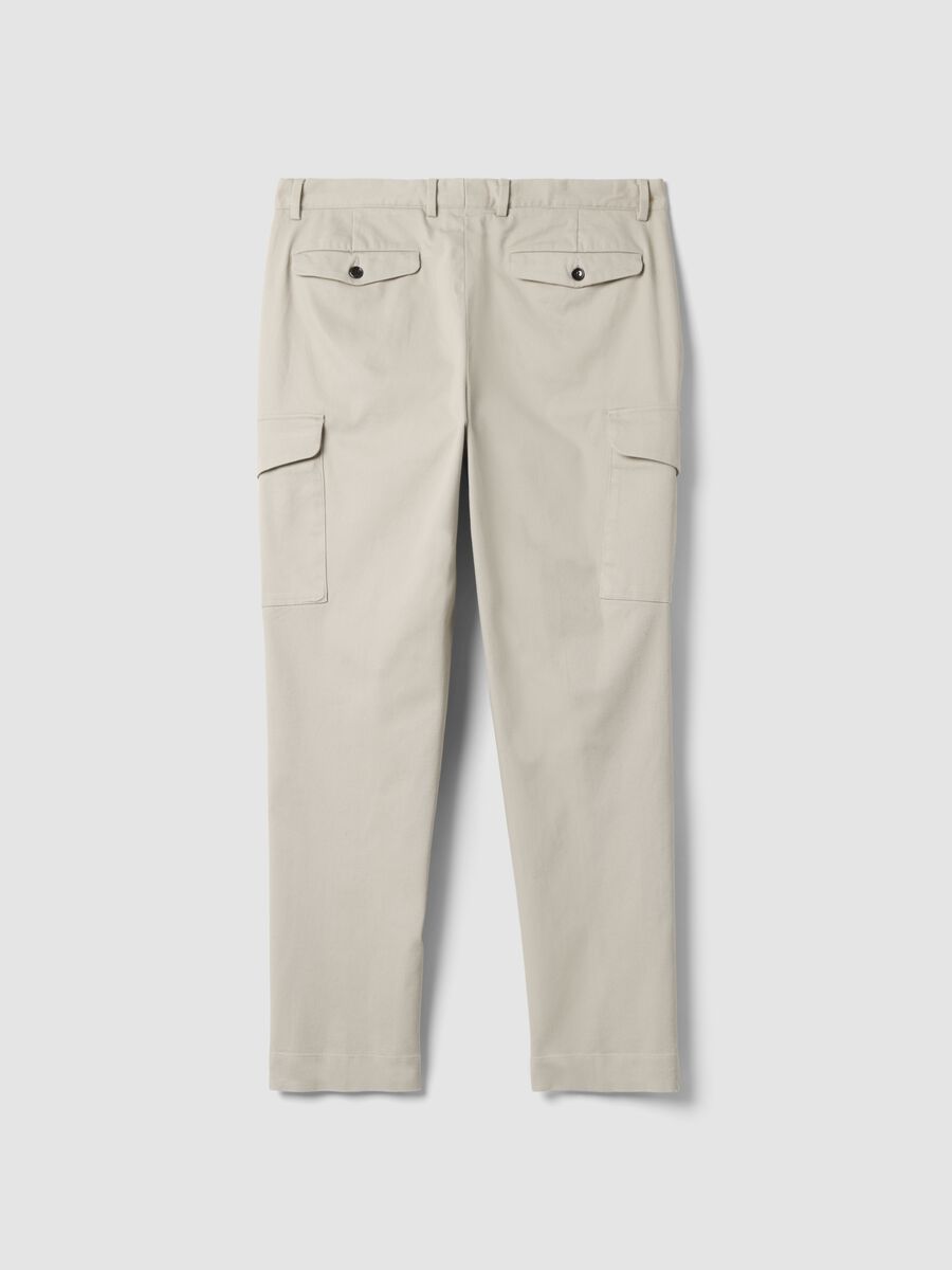 Grey comfort-fit stretch cotton twill cargo trousers_2