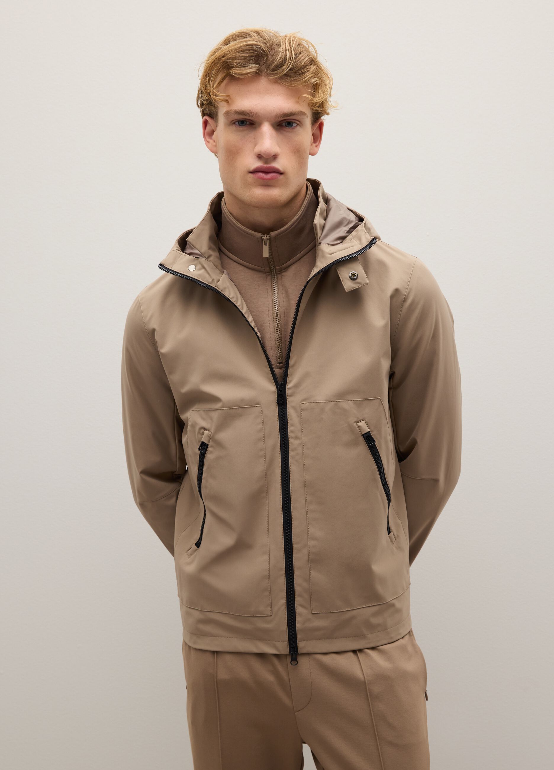 Beige jacket with zip