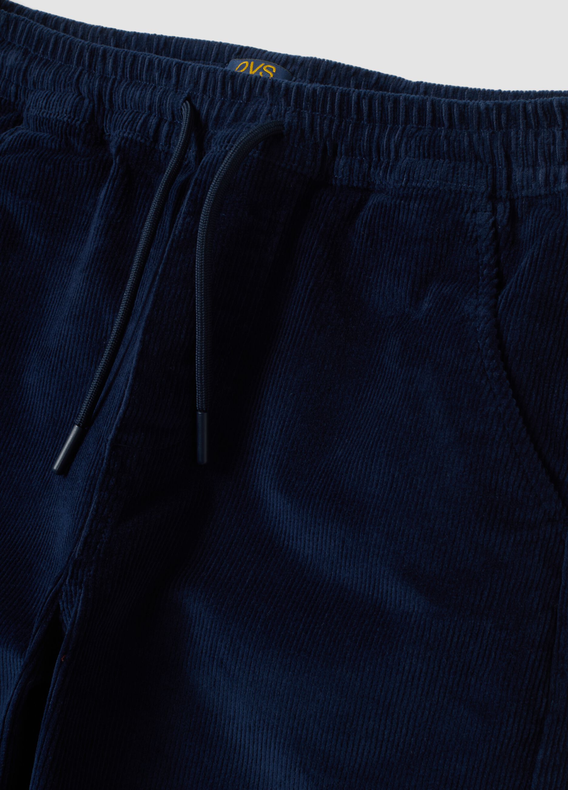 Blue ribbed relaxed-fit joggers in stretch cotton