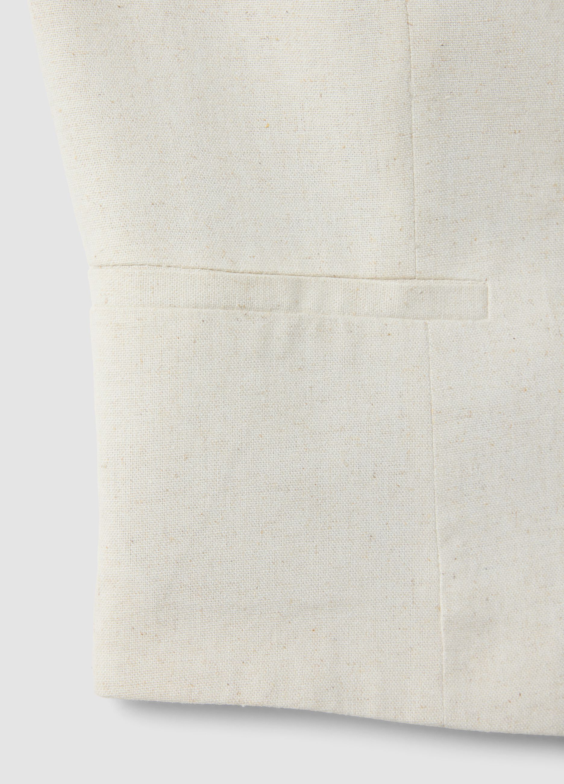 Beige Weste in Slim Fit aus Viskose-Leinen-Mix