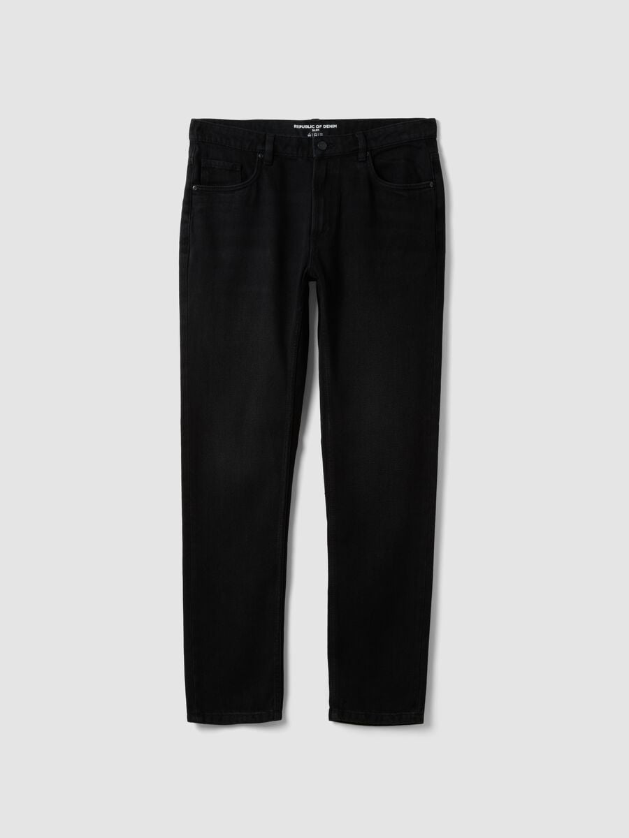 Black cotton and viscose-blend slim-fit jeans_4