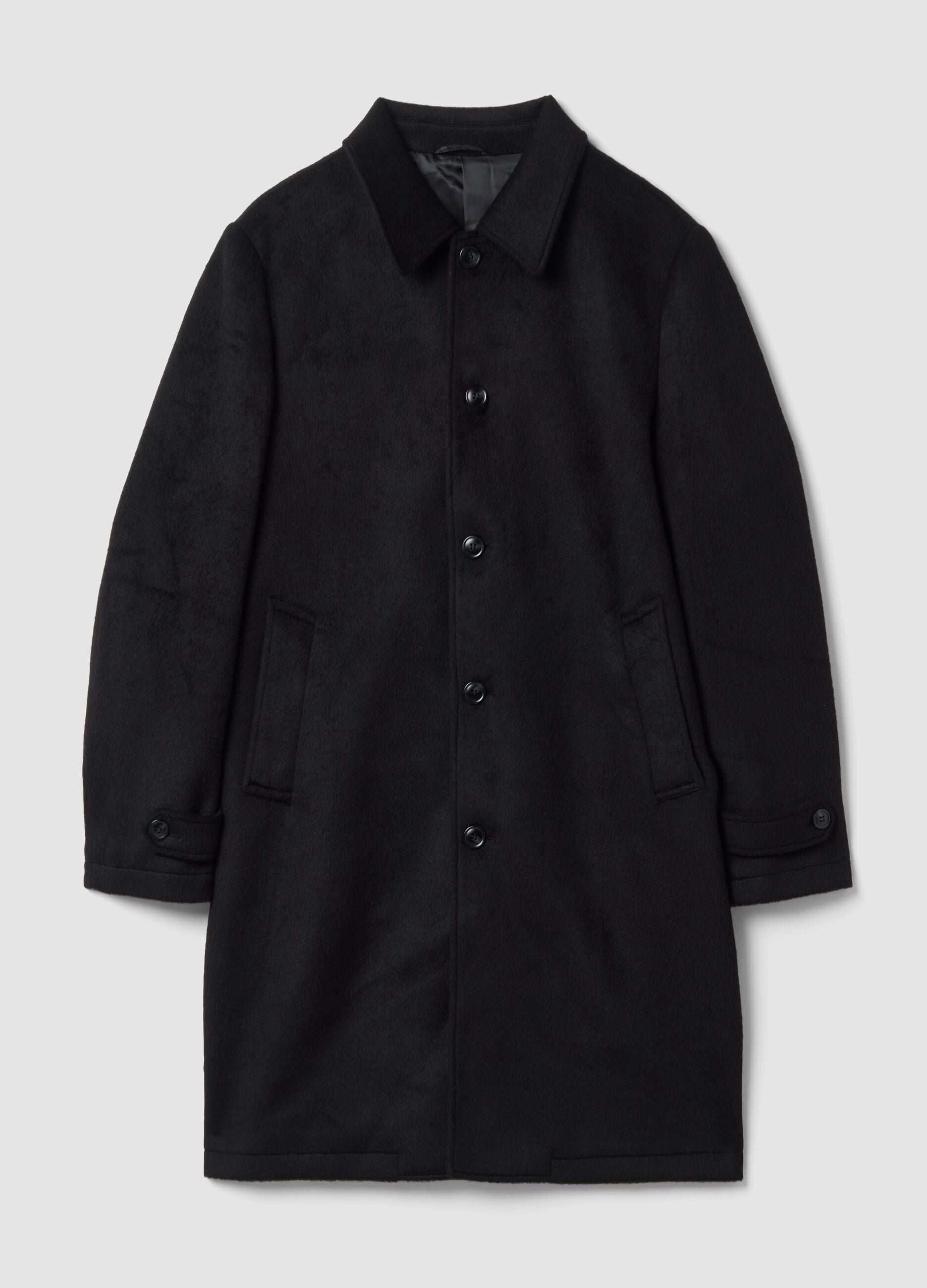 Black regular-fit coat with buttons